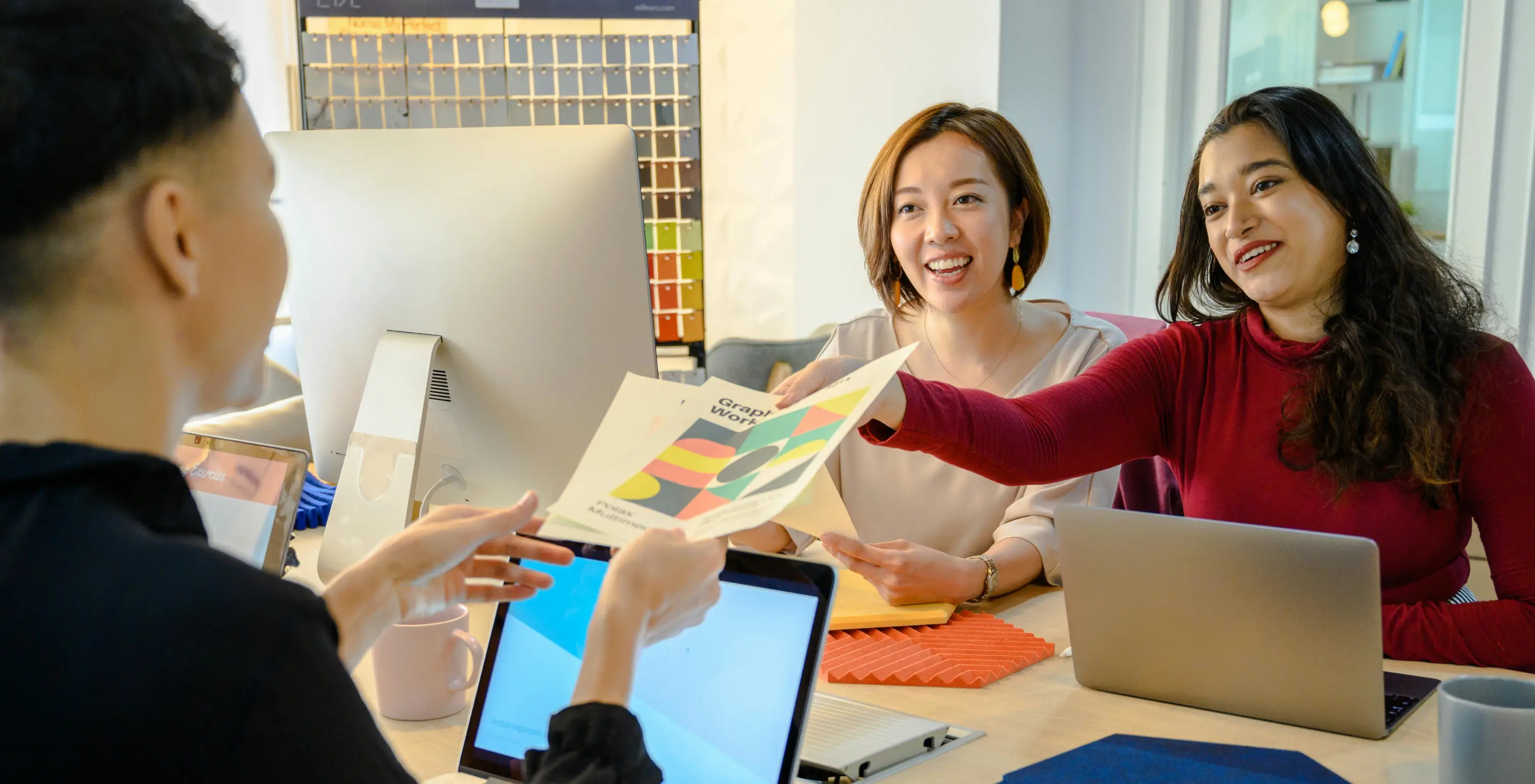 People interacting in a meeting